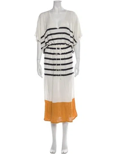 Pre-owned Frame Linen Long Dress In White