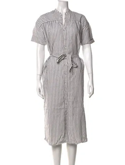 Pre-owned Frame Linen Long Dress In White