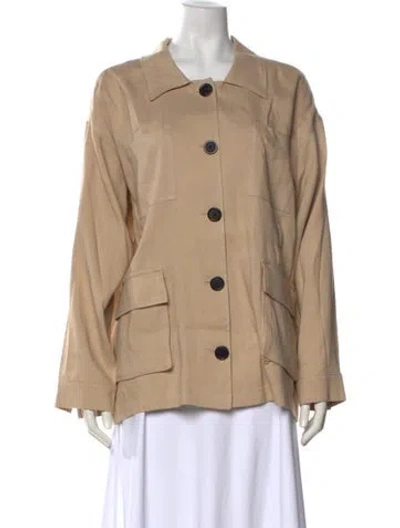 Pre-owned Frame Linen Long Sleeve Button-up Top In Neutral