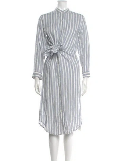 Pre-owned Frame Linen Midi Length Dress In Blue