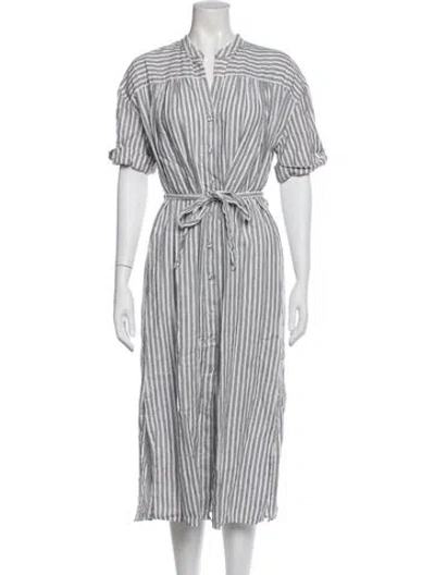 Pre-owned Frame Linen Midi Length Dress In Blue