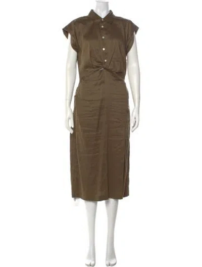 Pre-owned Frame Linen Midi Length Dress In Green