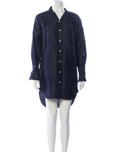 Pre-owned Frame Linen Mini Dress In Blue