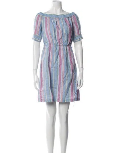 Pre-owned Frame Linen Mini Dress In Blue