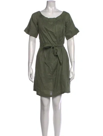 Pre-owned Frame Linen Mini Dress In Green