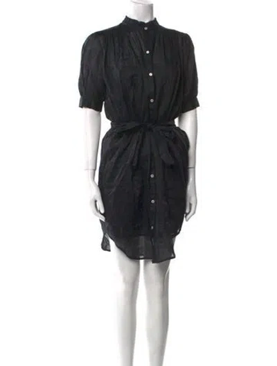 Pre-owned Frame Linen Mock Neck Tunic In Black