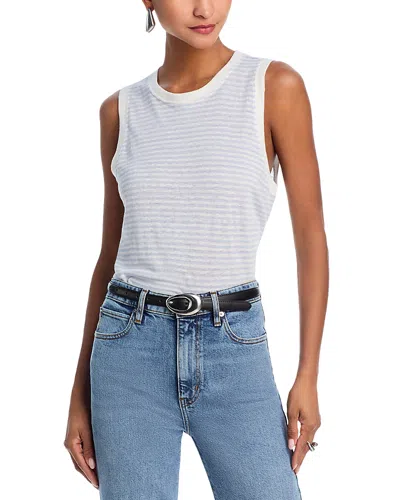 Frame Linen Muscle Tee In Light Chambray