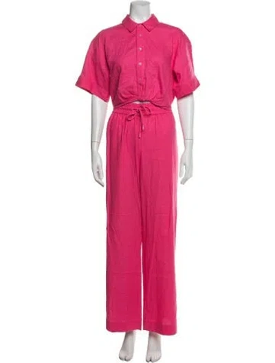 Pre-owned Frame Linen Pant Set In Pink