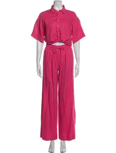 Pre-owned Frame Linen Pant Set In Pink