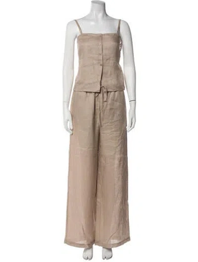 Pre-owned Frame Linen Pant Set W/ Tags In Neutrals