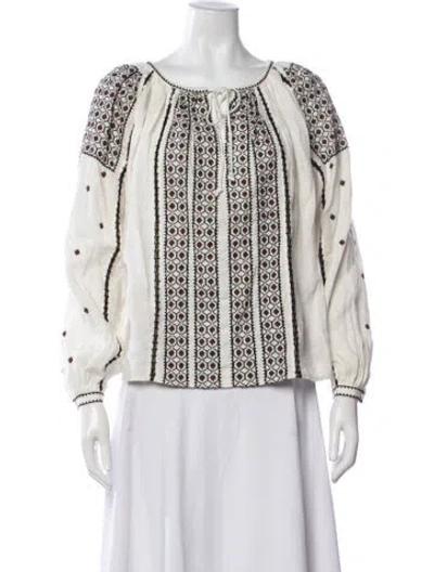 Pre-owned Frame Linen Patterned Blouse In Multicolor