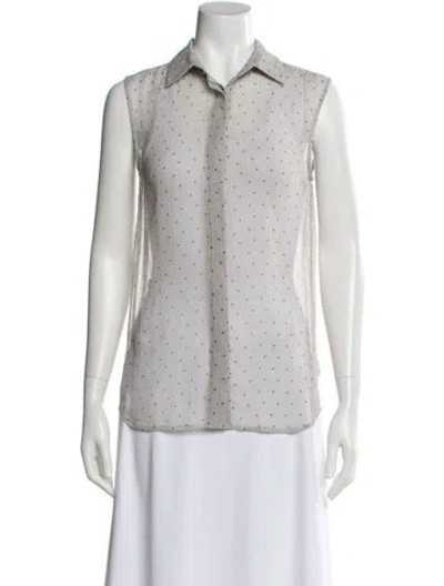 Pre-owned Frame Linen Polka Dot Print Blouse W/ Tags In Neutral