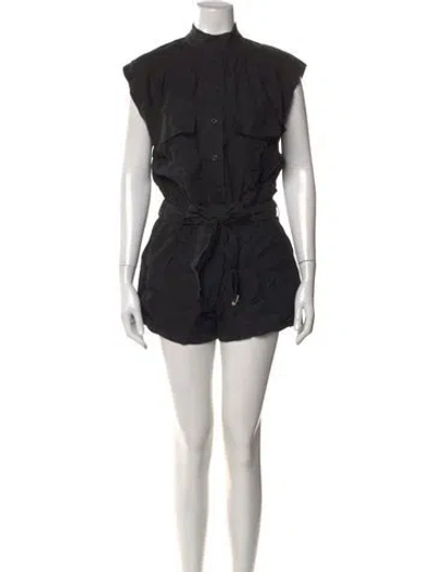 Pre-owned Frame Linen Romper In Black