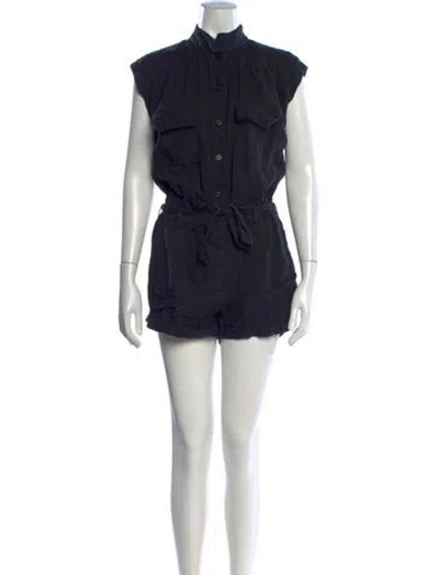 Pre-owned Frame Linen Romper In Black