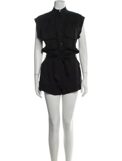 Pre-owned Frame Linen Romper In Black
