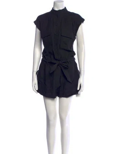 Pre-owned Frame Linen Romper In Black