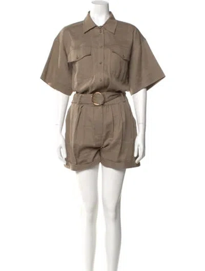 Pre-owned Frame Linen Romper In Brown