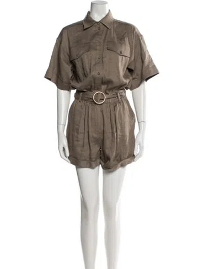 Pre-owned Frame Linen Romper In Brown