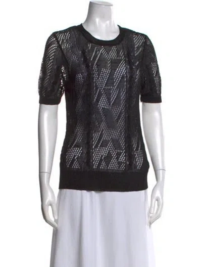 Pre-owned Frame Linen Scoop Neck Sweater In Black