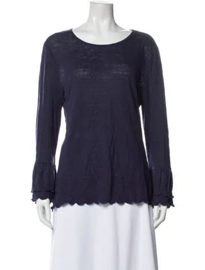 Pre-owned Frame Linen Scoop Neck Sweater In Blue