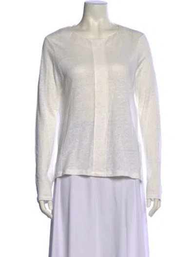 Pre-owned Frame Linen Scoop Neck Top W/ Tags In Neutral