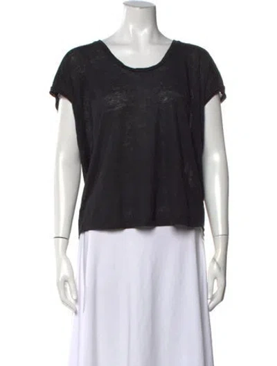 Pre-owned Frame Linen Scoop Neck T-shirt In Black