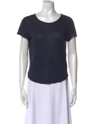 Pre-owned Frame Linen Scoop Neck T-shirt In Blue