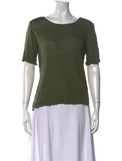 Pre-owned Frame Linen Scoop Neck T-shirt In Green