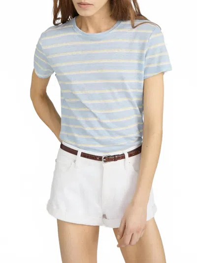 Frame Linen Short Sleeve Baby Tee In Chambray Blue Multi