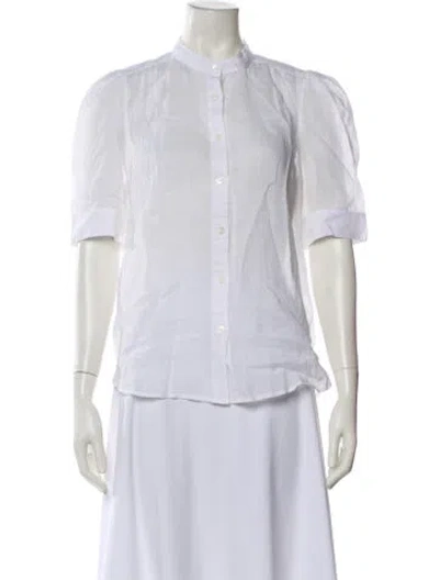 Pre-owned Frame Linen Short Sleeve Blouse W/ Tags In Neutral