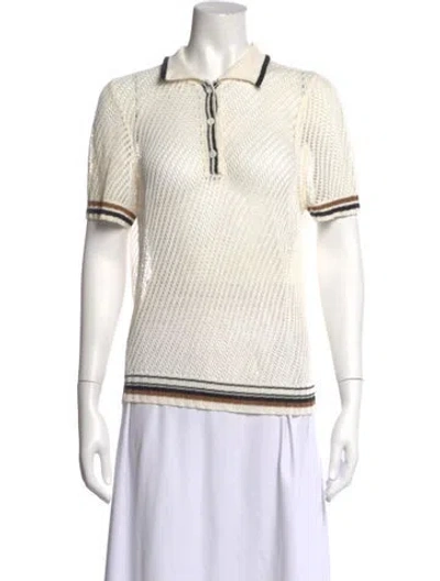 Pre-owned Frame Linen Short Sleeve Polo In White