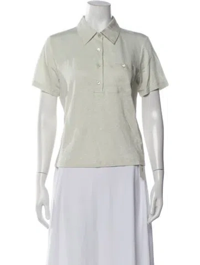 Pre-owned Frame Linen Short Sleeve Polo In White