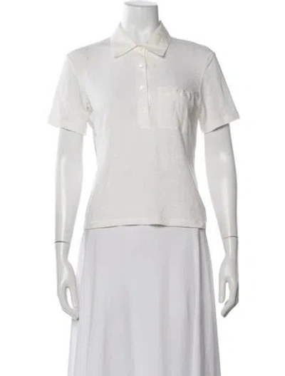 Pre-owned Frame Linen Short Sleeve Polo In White