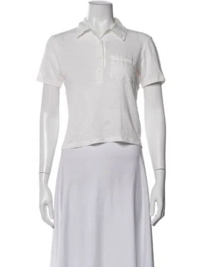 Pre-owned Frame Linen Short Sleeve Polo In White
