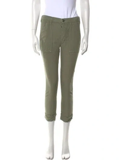 Pre-owned Frame Linen Skinny Leg Pants In Green