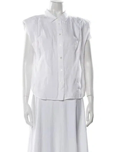 Pre-owned Frame Linen Sleeveless Button-up Top In White