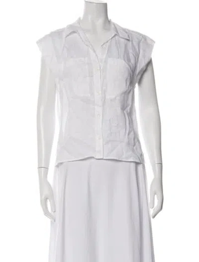 Pre-owned Frame Linen Sleeveless Button-up Top In White