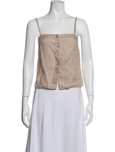 Pre-owned Frame Linen Square Neckline Top In Blue