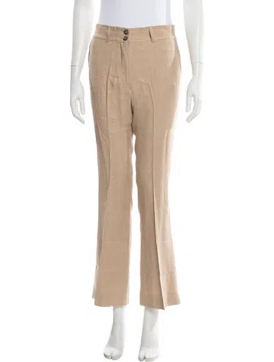 Pre-owned Frame Linen Straight Leg Pants In Brown