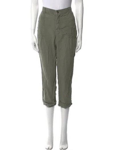 Pre-owned Frame Linen Straight Leg Pants In Green