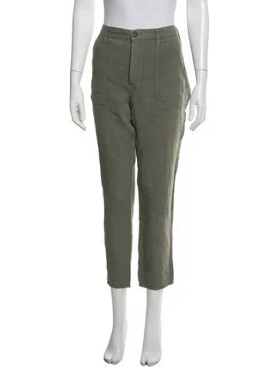 Pre-owned Frame Linen Straight Leg Pants In Grey