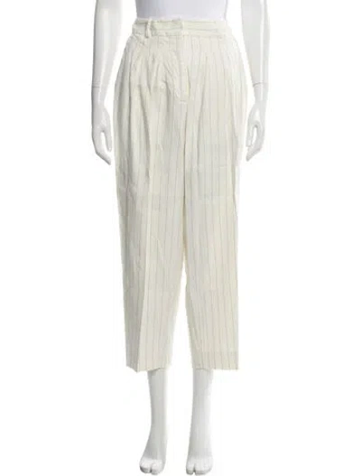 Pre-owned Frame Linen Straight Leg Pants In Neutral
