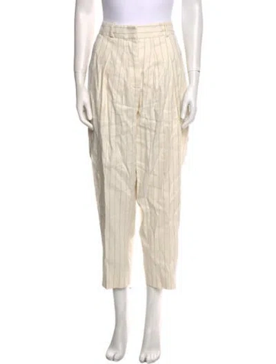 Pre-owned Frame Linen Straight Leg Pants In Neutral