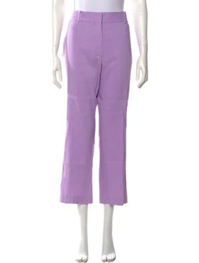 Pre-owned Frame Linen Straight Leg Pants In Purple