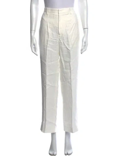 Pre-owned Frame Linen Straight Leg Pants In White