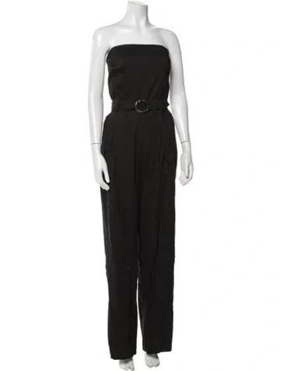 Pre-owned Frame Linen Strapless Jumpsuit In Black