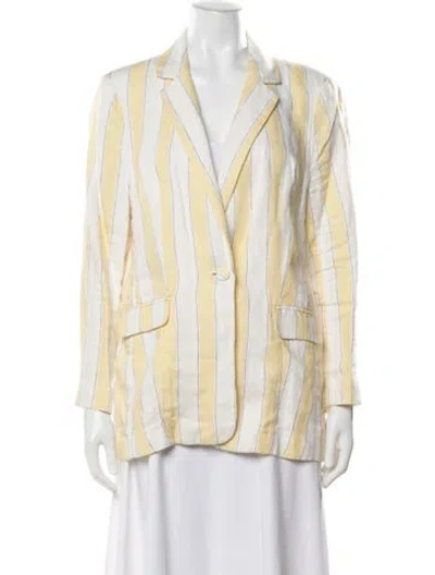Pre-owned Frame Linen Striped Blazer In Multi