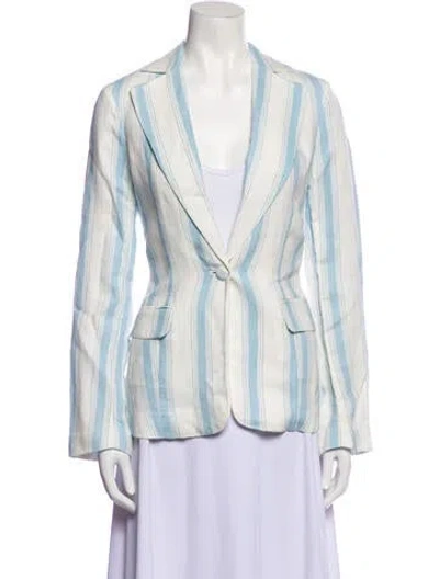 Pre-owned Frame Linen Striped Blazer In Neutral