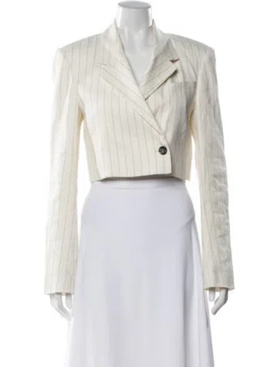 Pre-owned Frame Linen Striped Blazer In Neutral