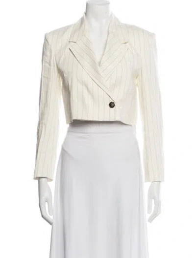 Pre-owned Frame Linen Striped Blazer In Neutrals